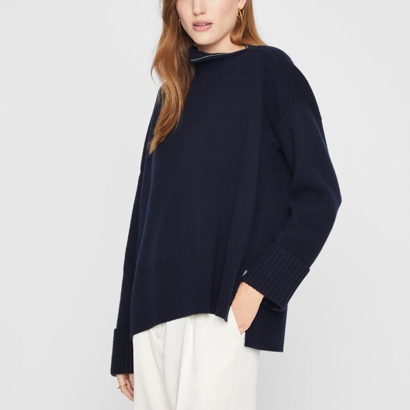 Double Knit Zip Turtleneck - New With Tags - NEVER WORN - Navy - Picture 1 of 4